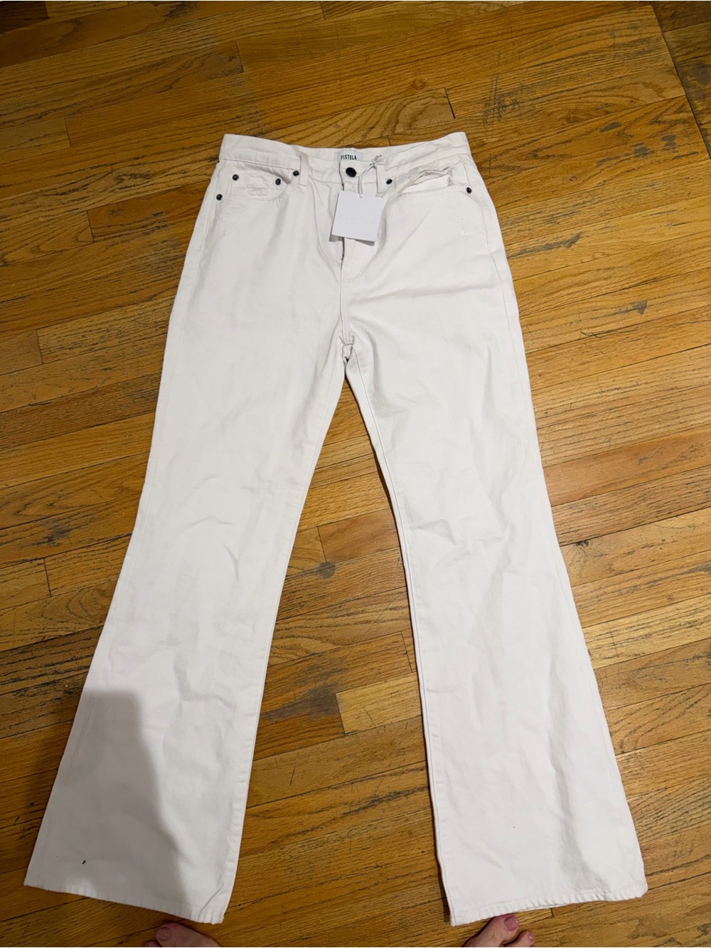 pistola White Flare Wide Leg Jeans